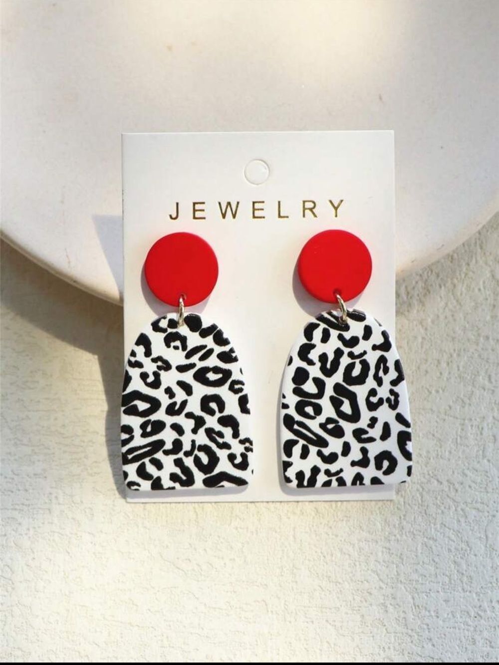 Red & Black White Leopard Dangle Earrings